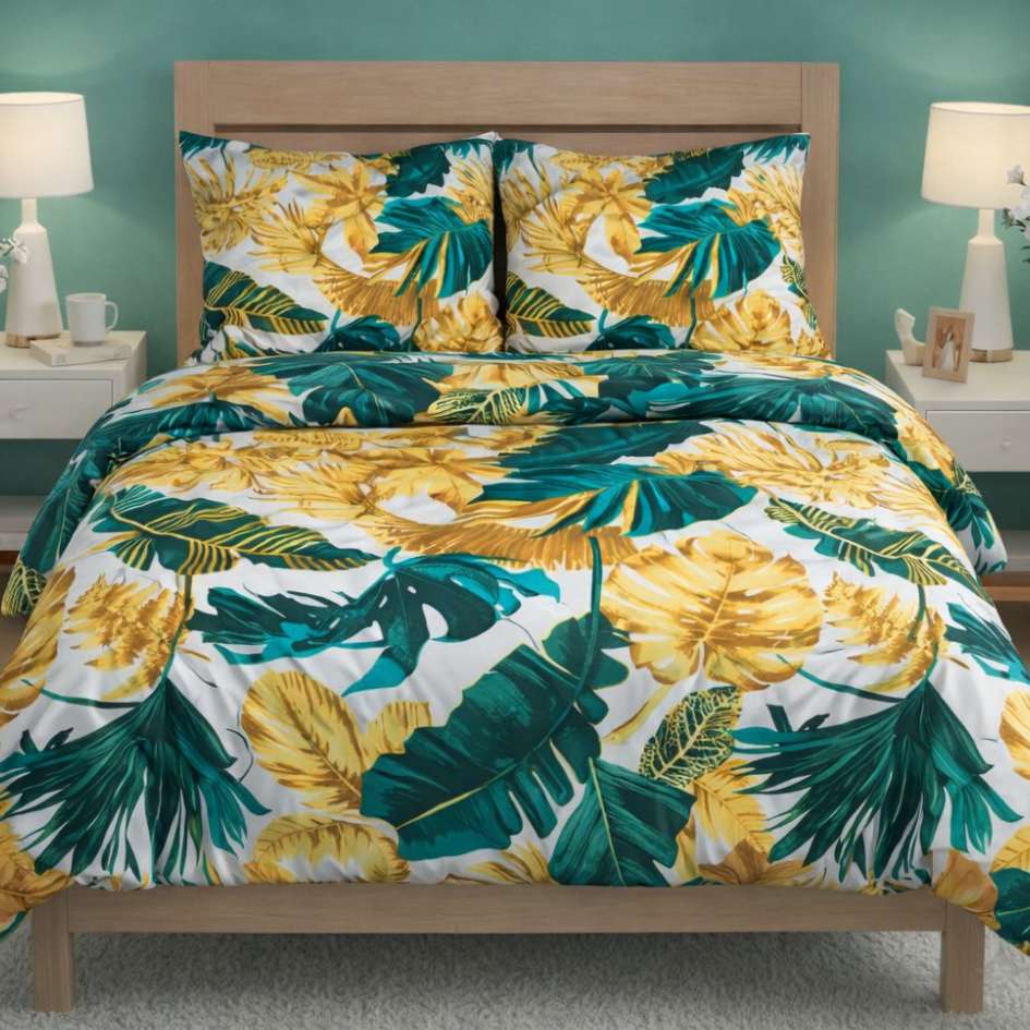 Komplet Pościeli Liść Monstery 100 % Bawełna