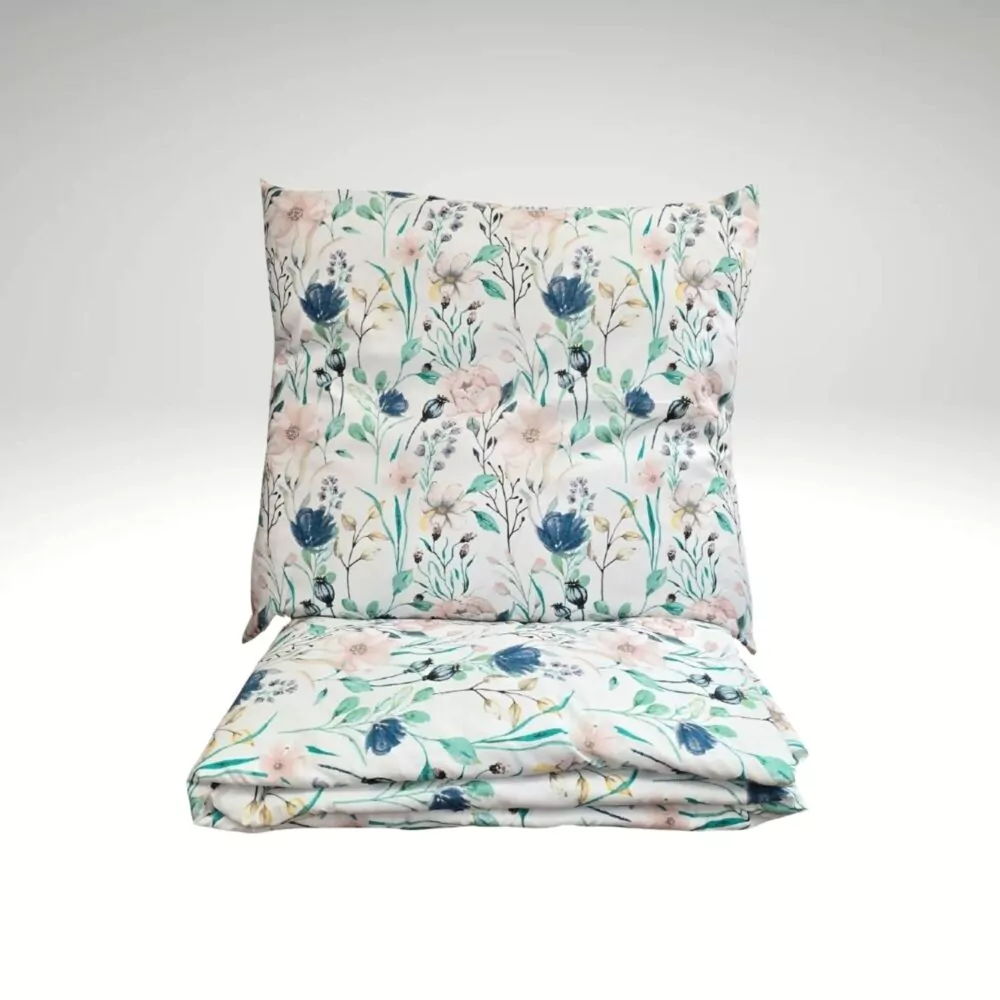 Komplet Pościeli pastelowe kwiaty dwukolorowe 100% bawełna - obrazek 2