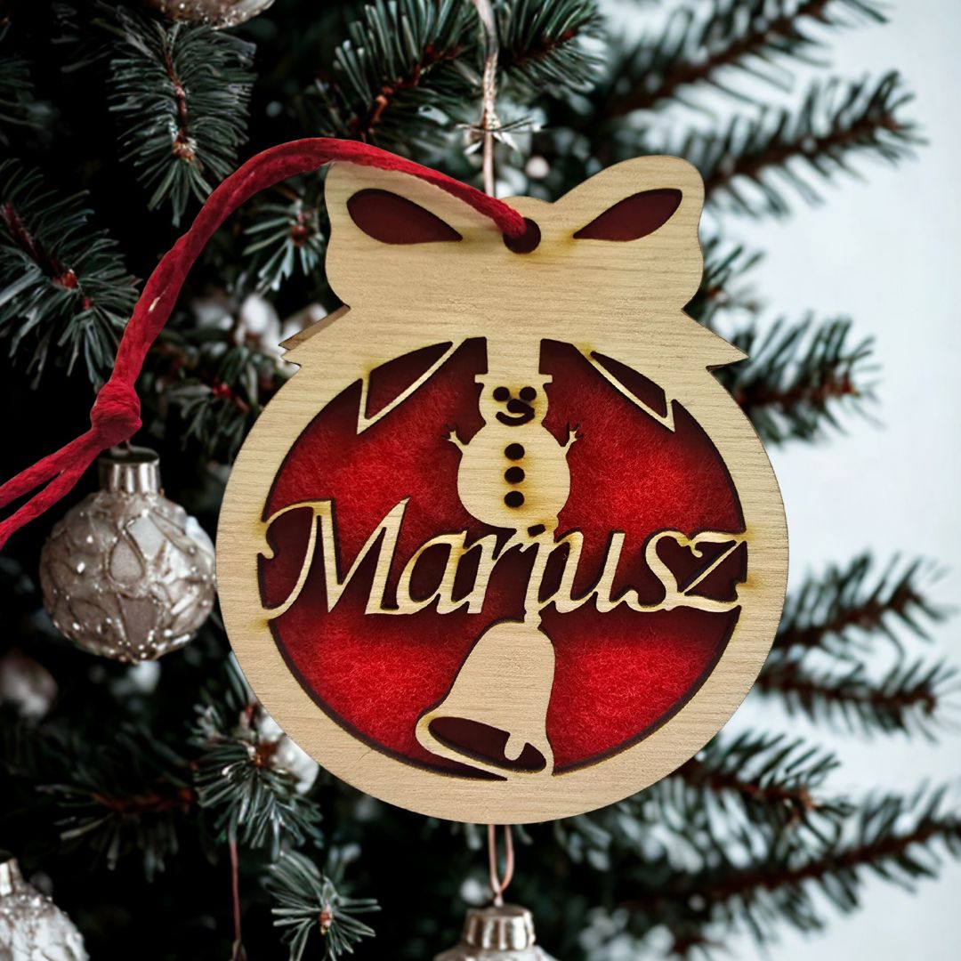 Bombka imienna dwustronna CZERWONA - obrazek 3