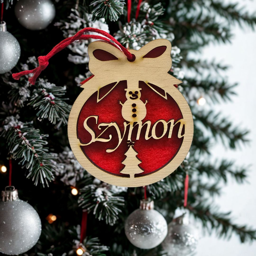 Bombka imienna dwustronna CZERWONA - obrazek 2