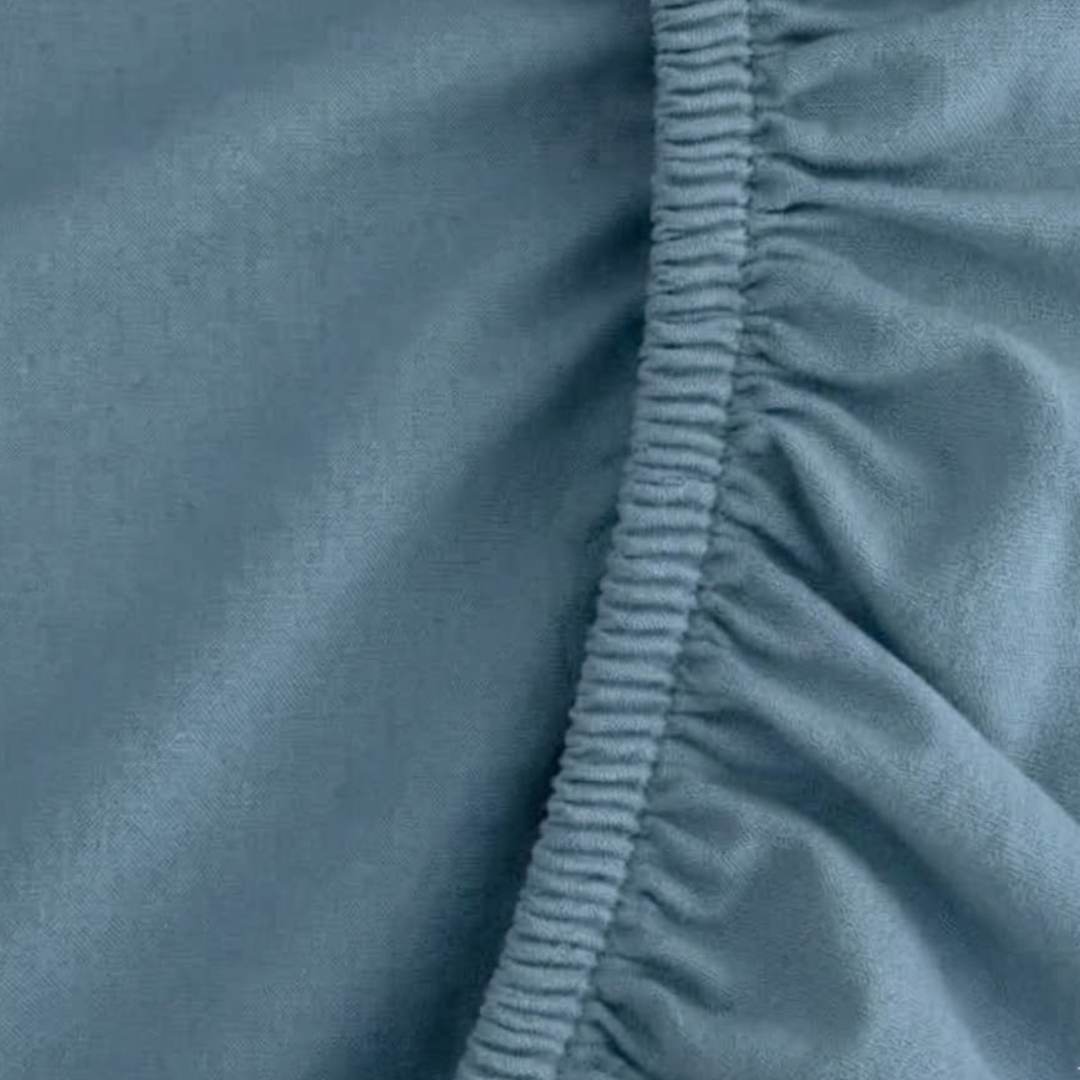 Zgaszony błękit prześcieradło z gumką Bawełna 100% - obrazek 3