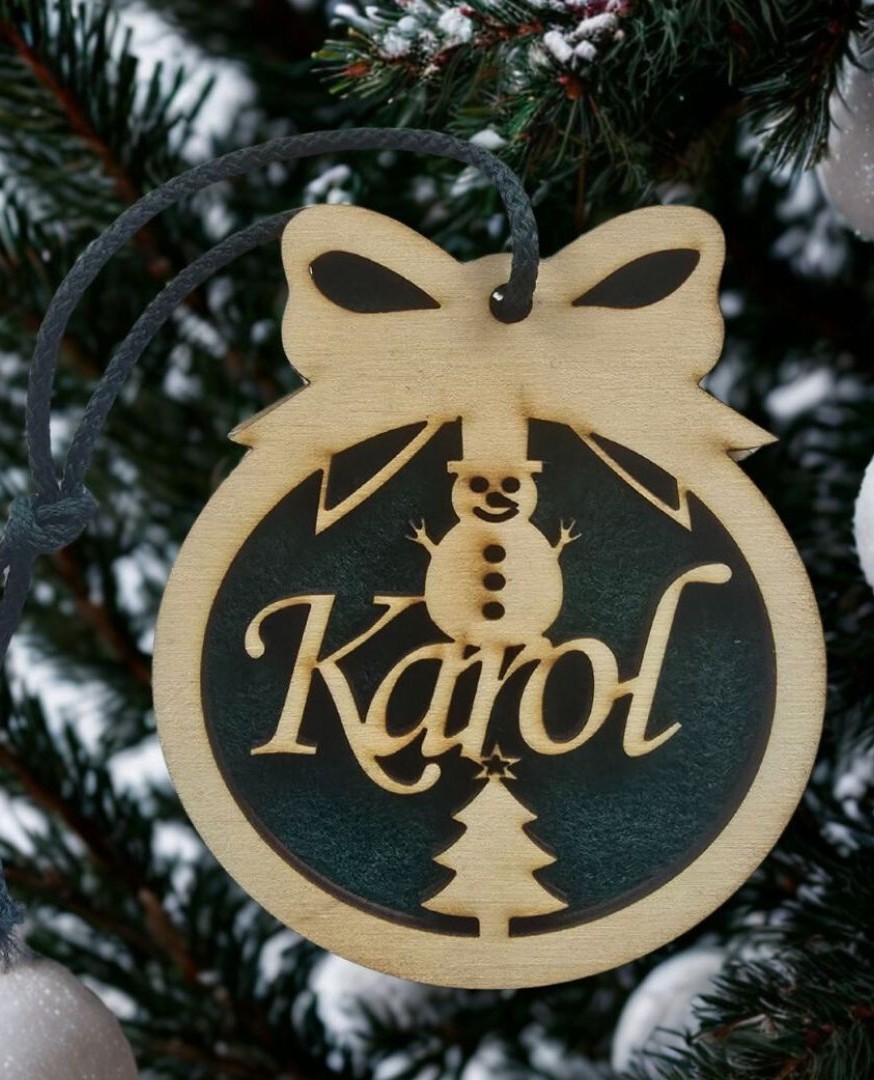 Bombka imienna dwustronna ZIELONA - obrazek 2