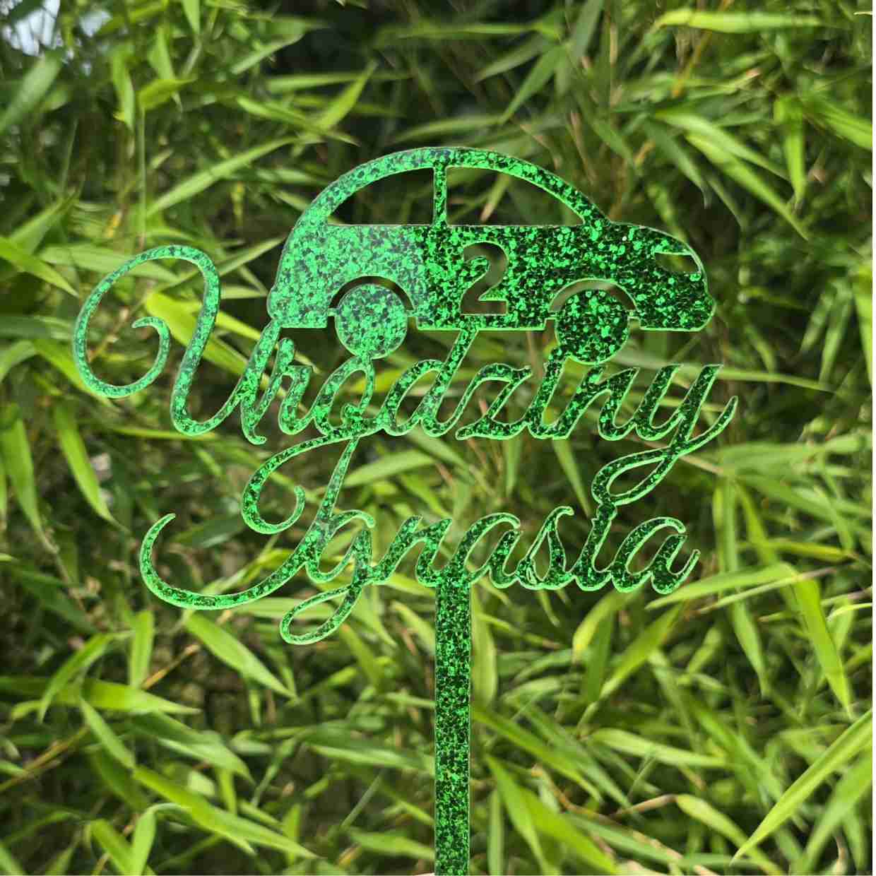 Topper "Urodziny Imię+cyfra" - zielony - obrazek 3