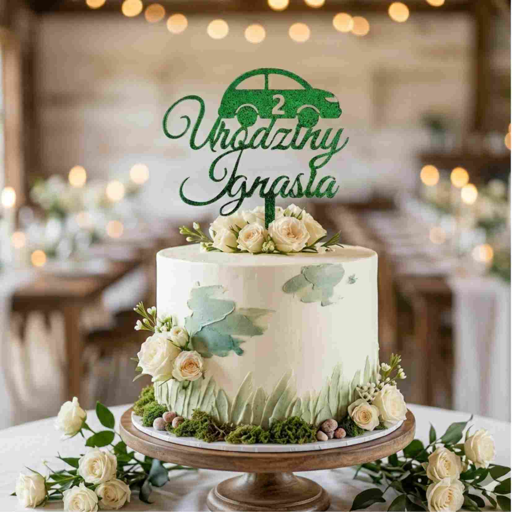 Topper "Urodziny Imię+cyfra" - zielony - obrazek 2