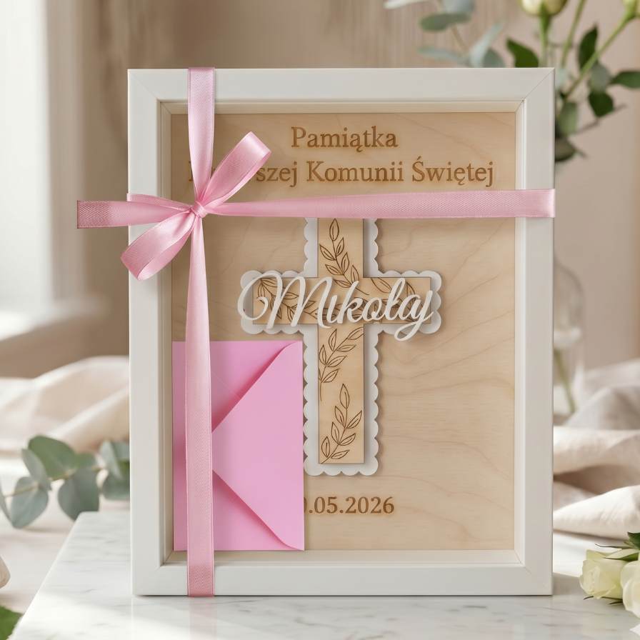 Krzyż z Imieniem Pamiątka 3D Pierwsza Komunia Święta - obrazek 4