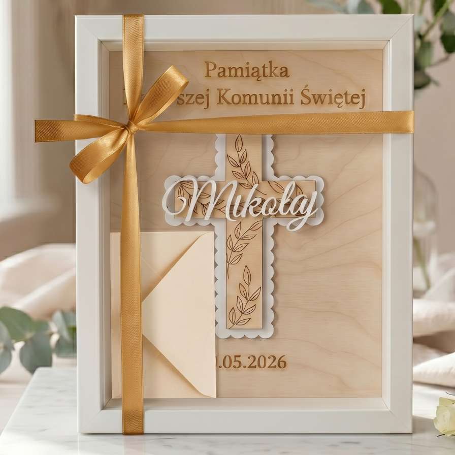 Krzyż z Imieniem Pamiątka 3D Pierwsza Komunia Święta - obrazek 6
