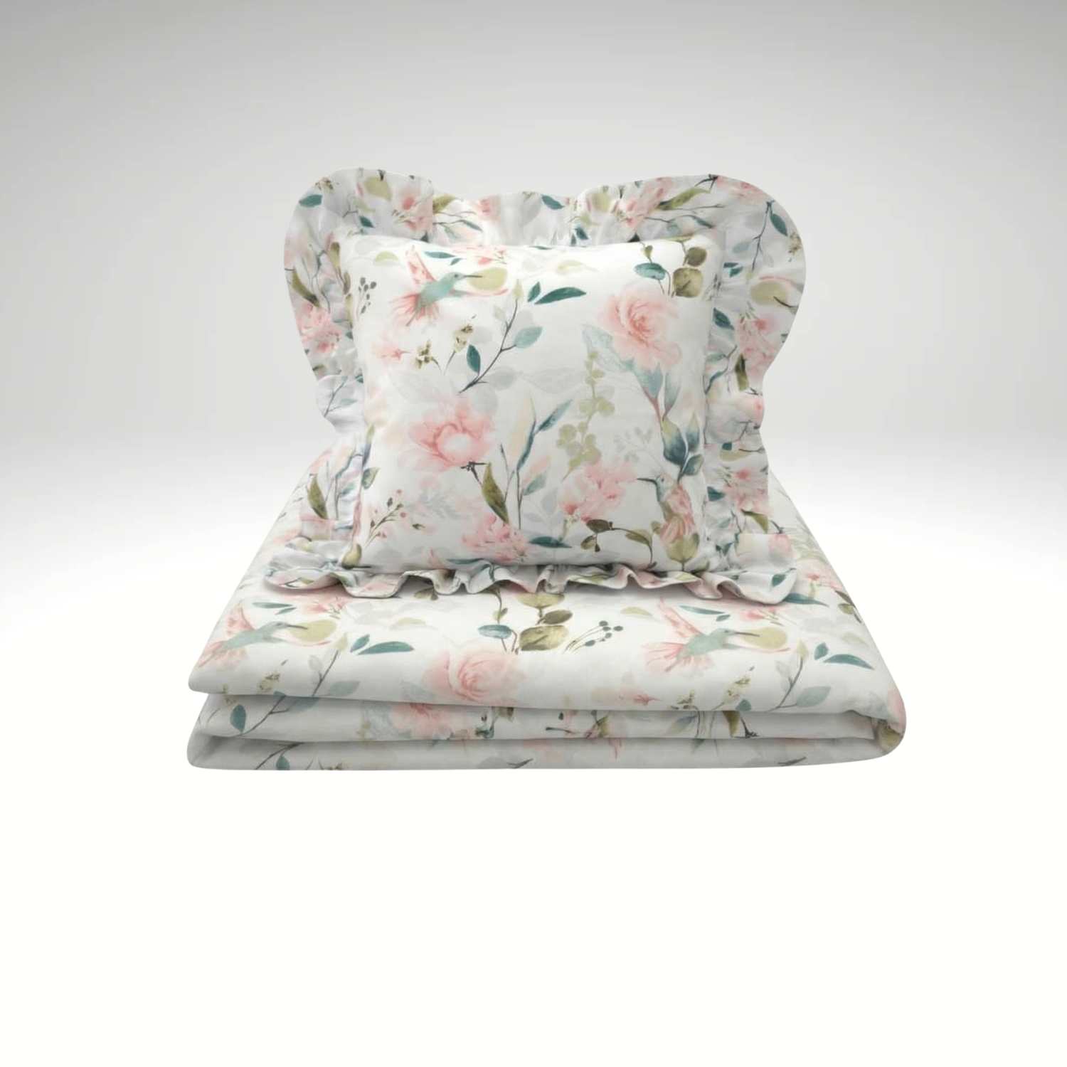 Komplet kolibry falbanka 100% bawełna - obrazek 2