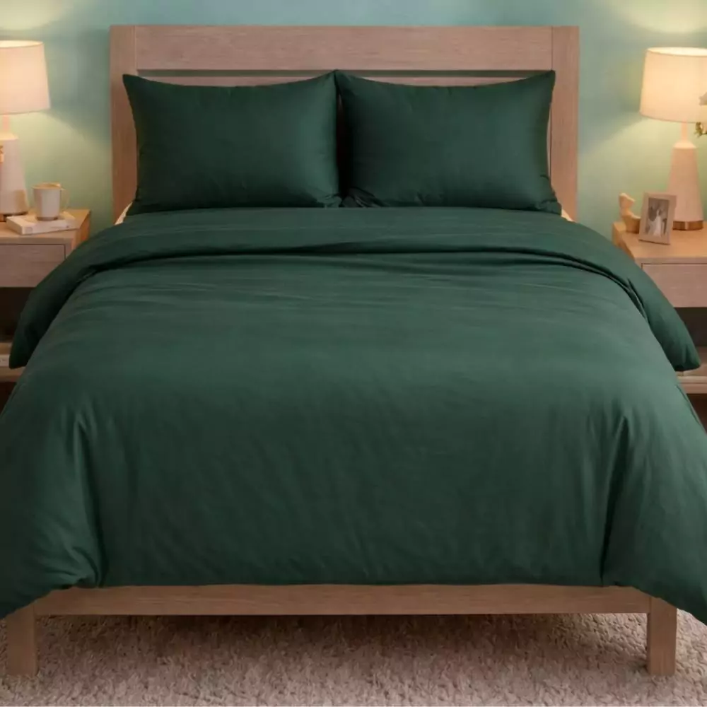 Komplet pościeli Ciemno zielona satyna